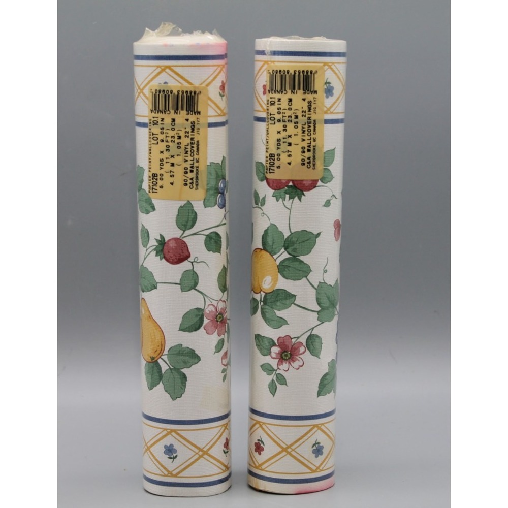 Vintage C&A Wallcoverings 17102B Wallpaper Border Fruit Floral NOS 2 Rolls
